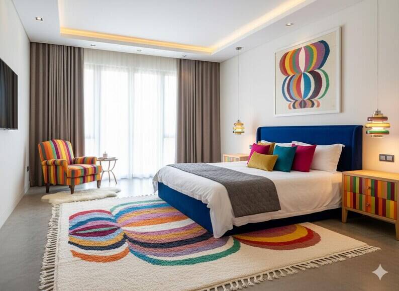 Beni Ourain Rug, Moroccan Abstract Wool Carpet 150/250cm