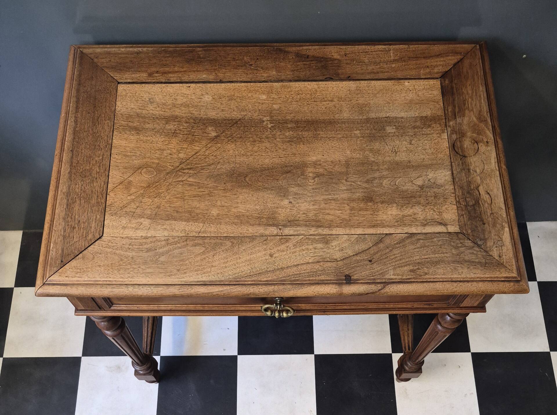 Ancienne table à écrire d'appoint bureau en bois massif 