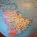 Dry terrestrial globe, world map from the 60s
