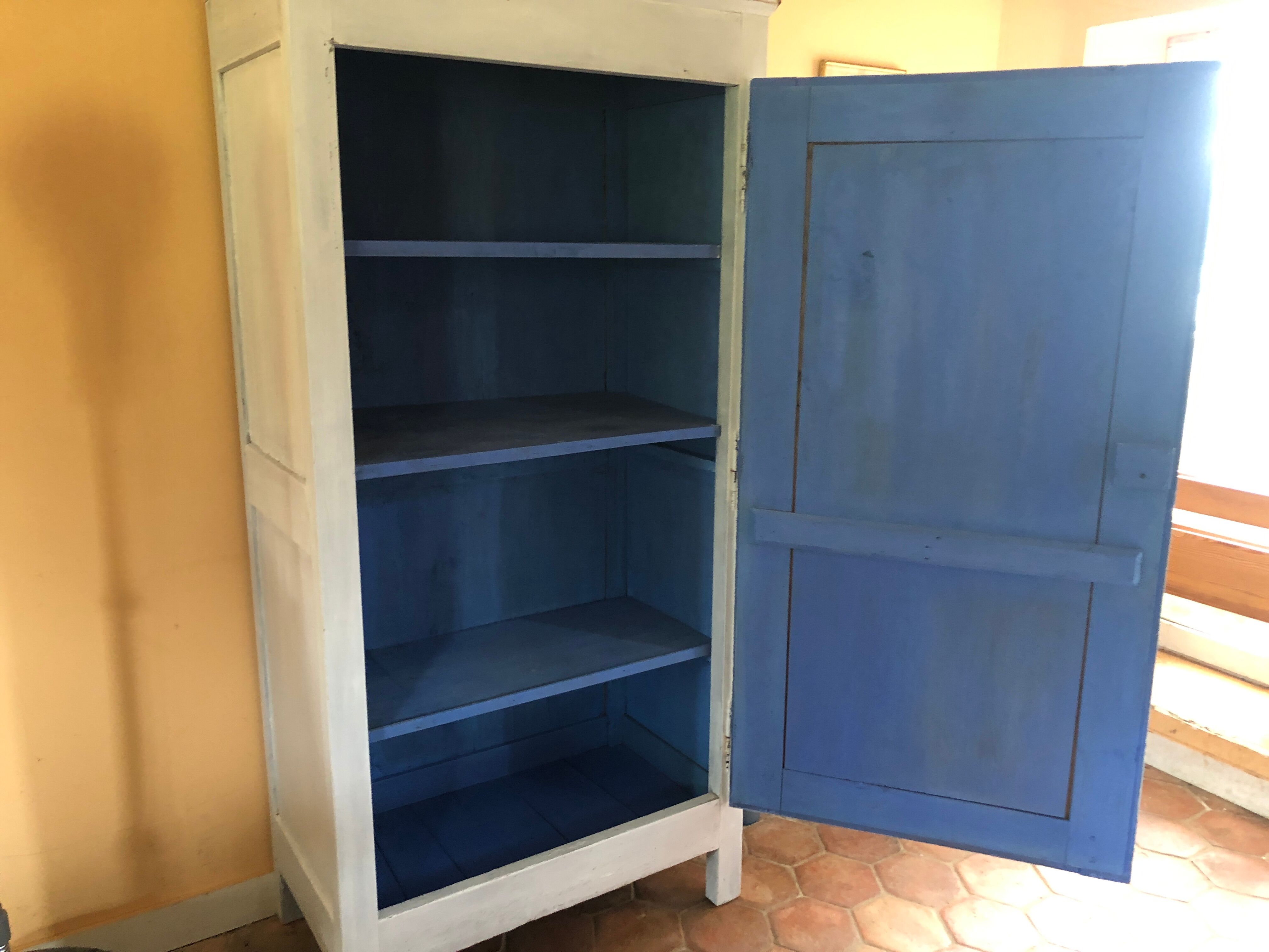 Wardrobe a door in white wood painted gray