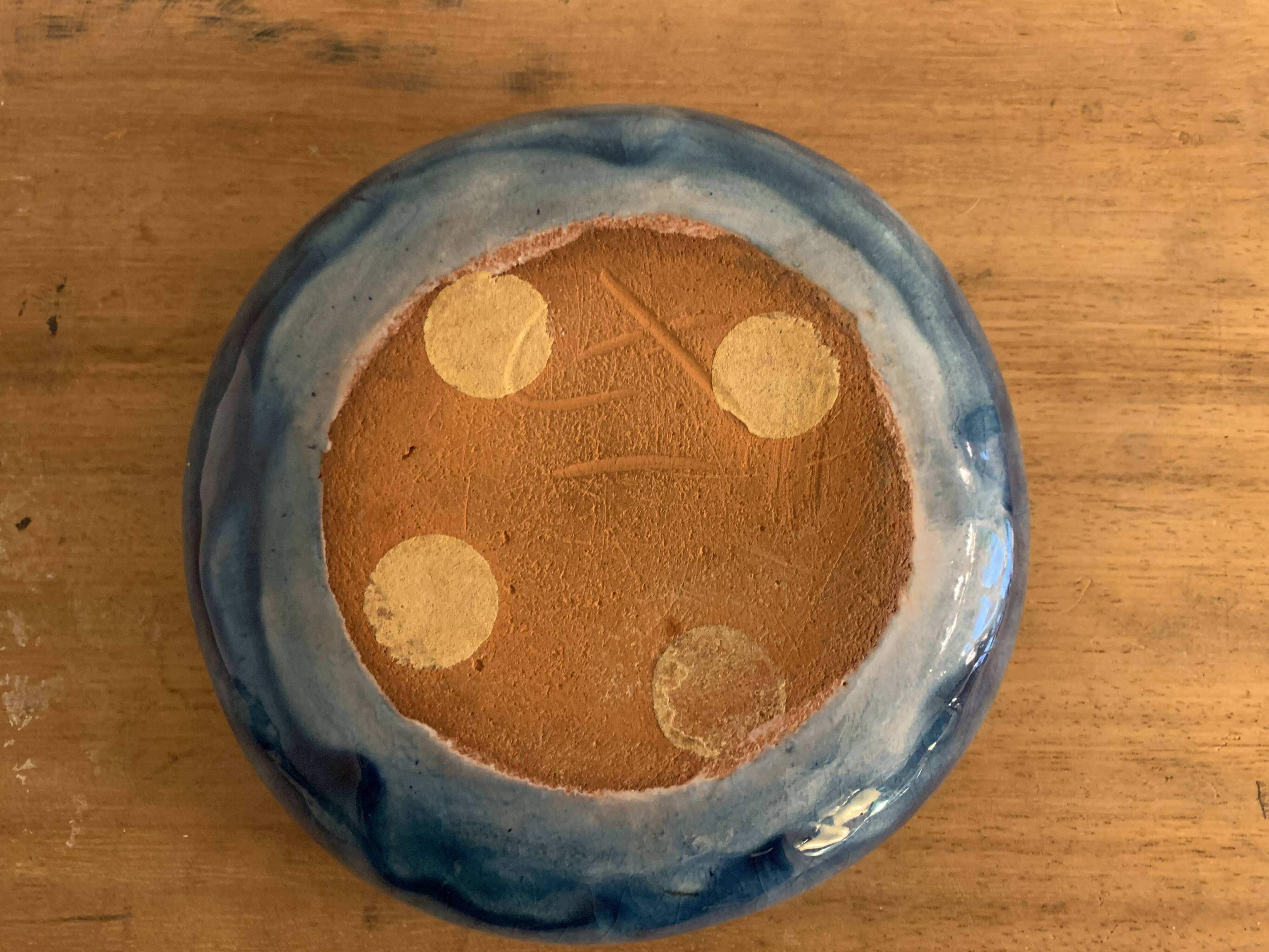 Blue glazed ceramic cup Cazaux Biarritz