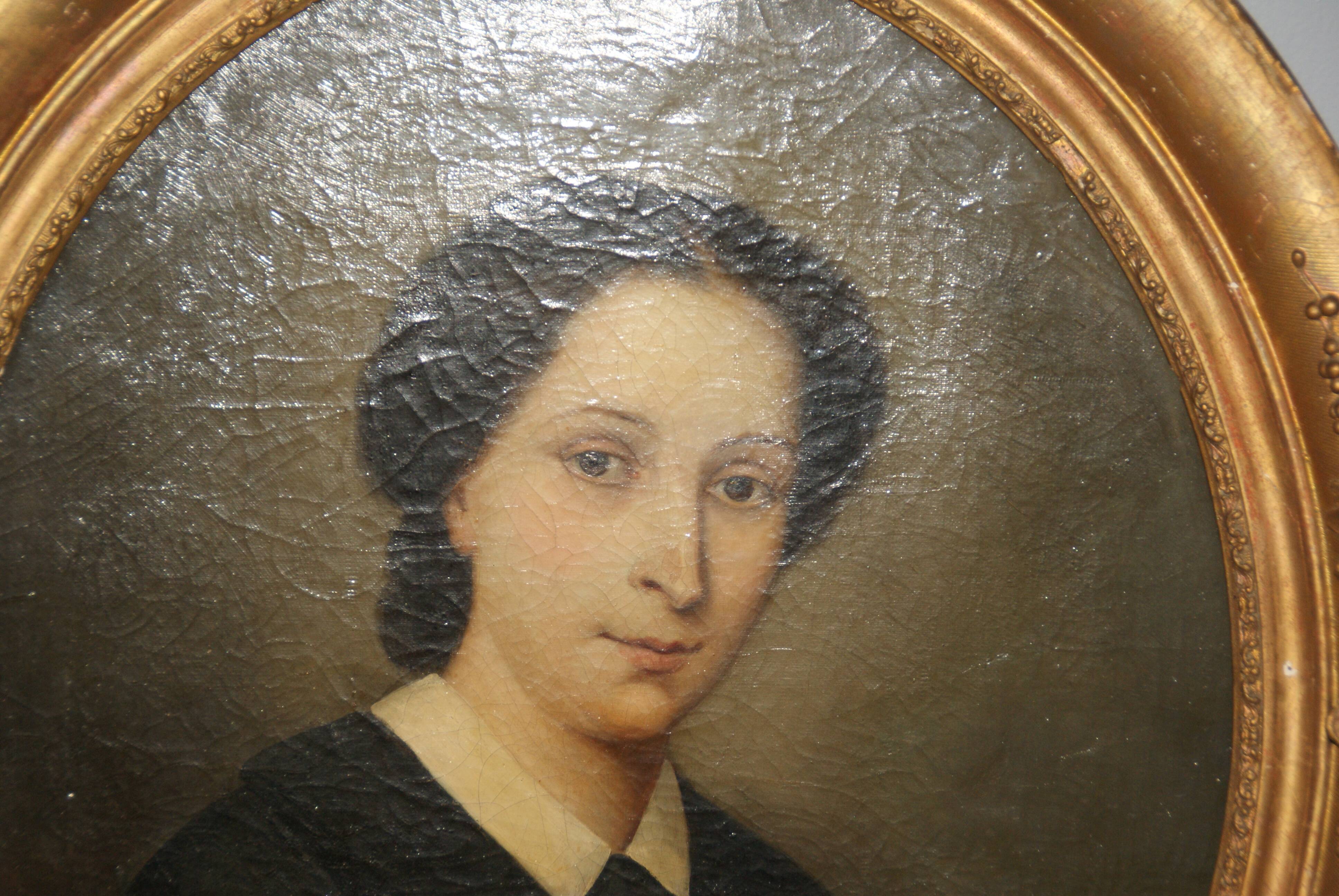 Portrait Elegant Woman oil on canvas, 19th century