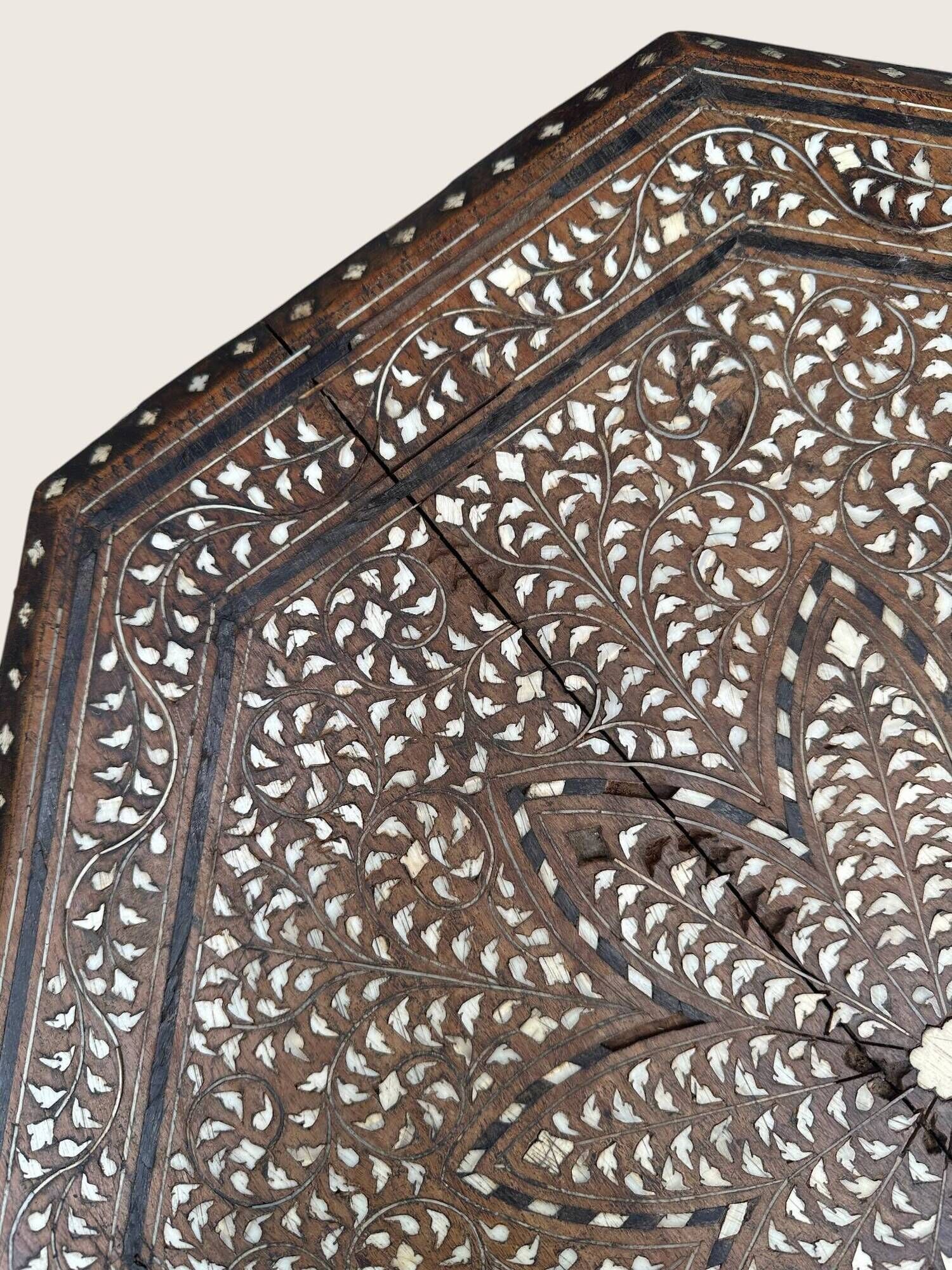 Hoshiarpur octagonal side table, rosewood, mother-of-pearl and bone, 1880