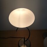 Pair of table lamps opal glass and chrome