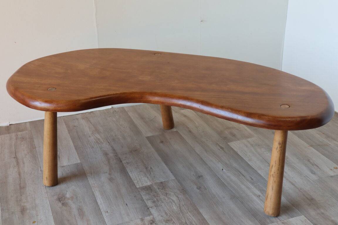 Vintage "bean" coffee table in solid wood, 1960