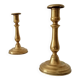 Pair of old candlesticks in solid gilded brass