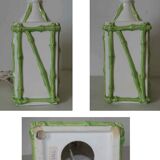 Old vintage lamp base bamboo decoration "Faience of Rodez"