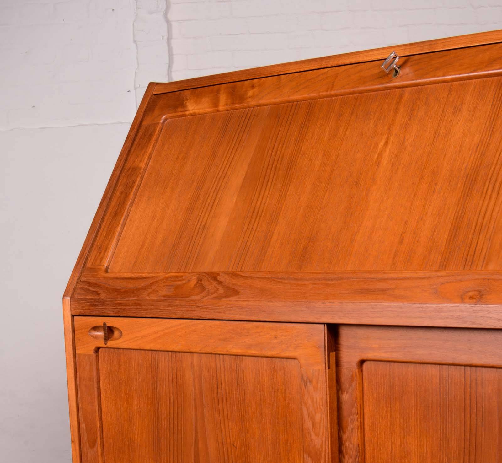 Danish Teak Writing Desk Cabinet by H.W. Klein for Bramin. Germany, 1960s