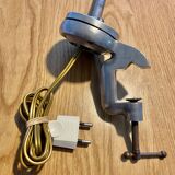 Vintage flexible metal workshop lamp with vice attachment