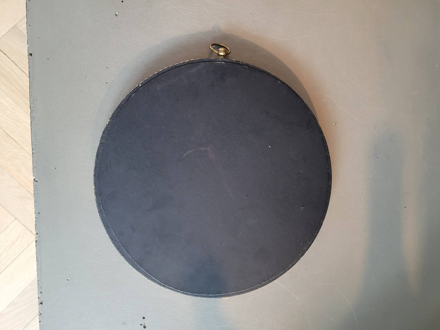 Vintage mirror with mustard velvet frame