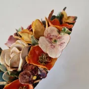 Applied bouquet of flowers in slipware Art Nouveau