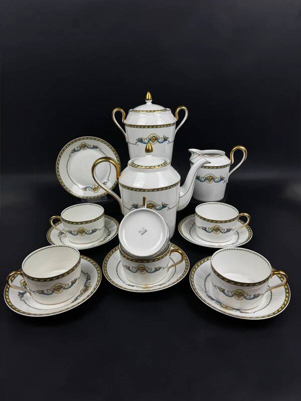 Bernardaud Limoges porcelain tea set with Cornucopia decoration