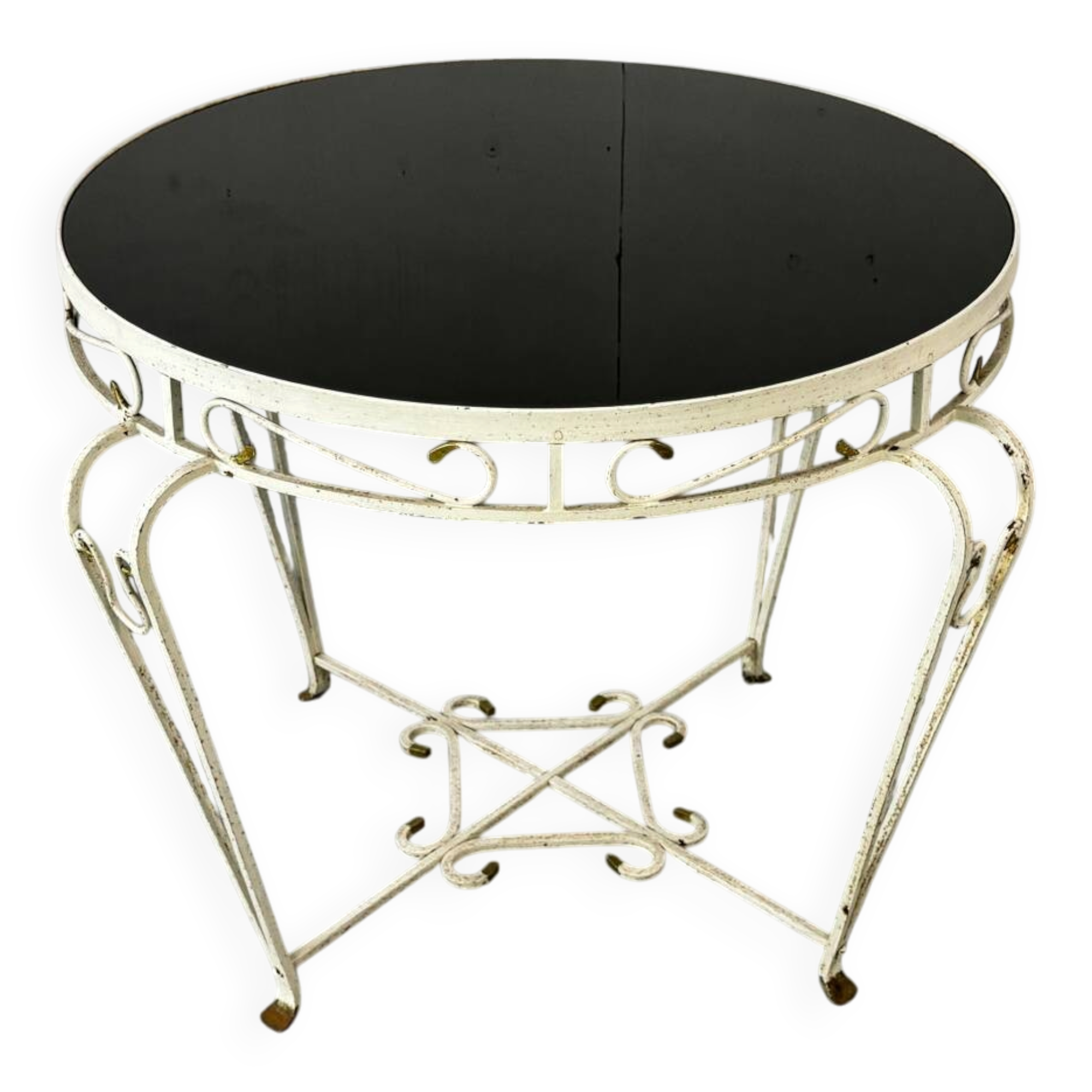 Side table in iron and glass in French Regency style, 1950s.