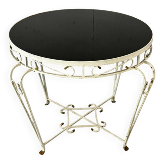 Vintage French Regency Iron and Glass Side Table, 1950s