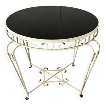 Table d'appoint en fer et verre de style Régence française, années 1950