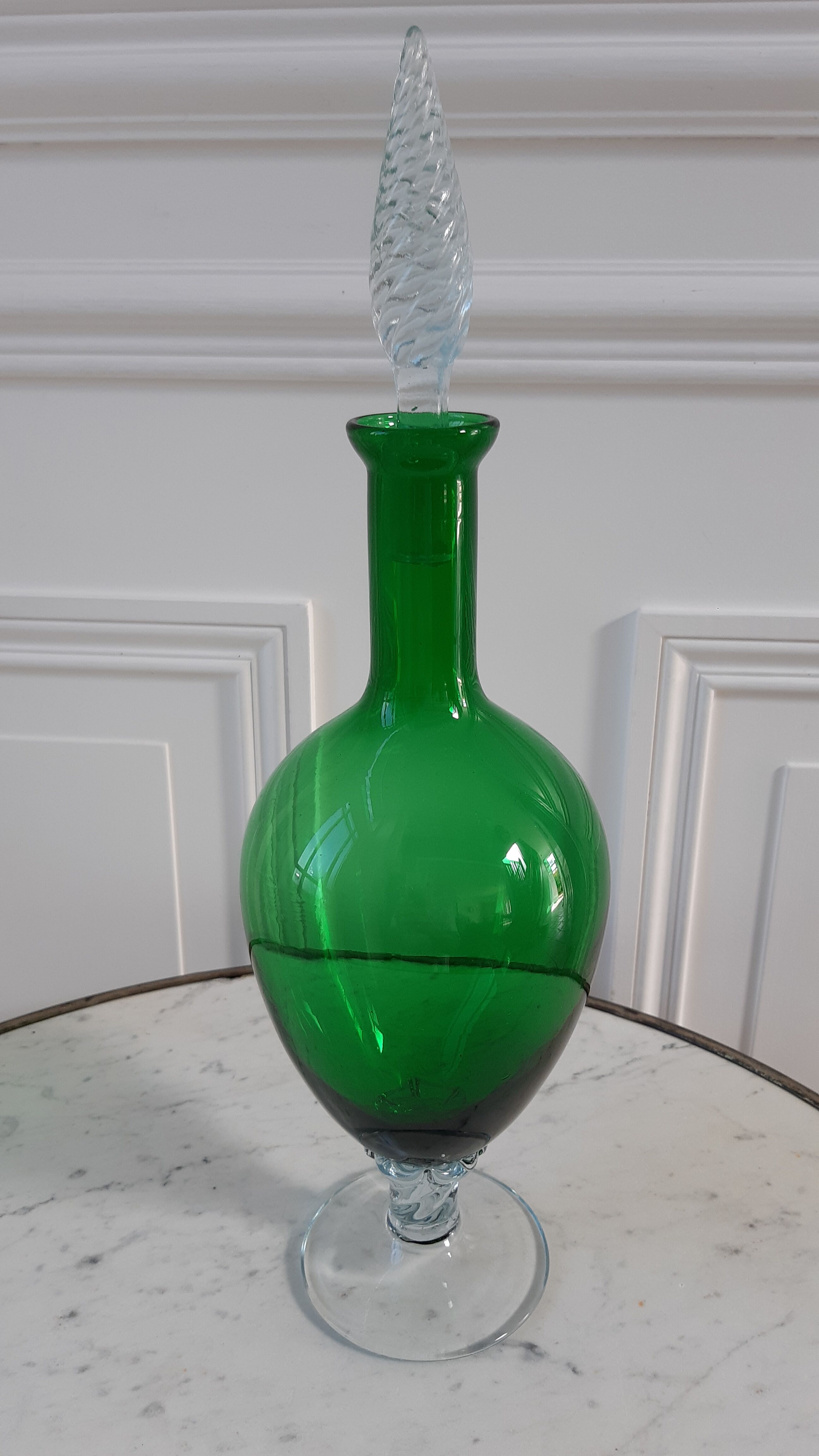 Italian carafe flash-green polished decanter 60s
