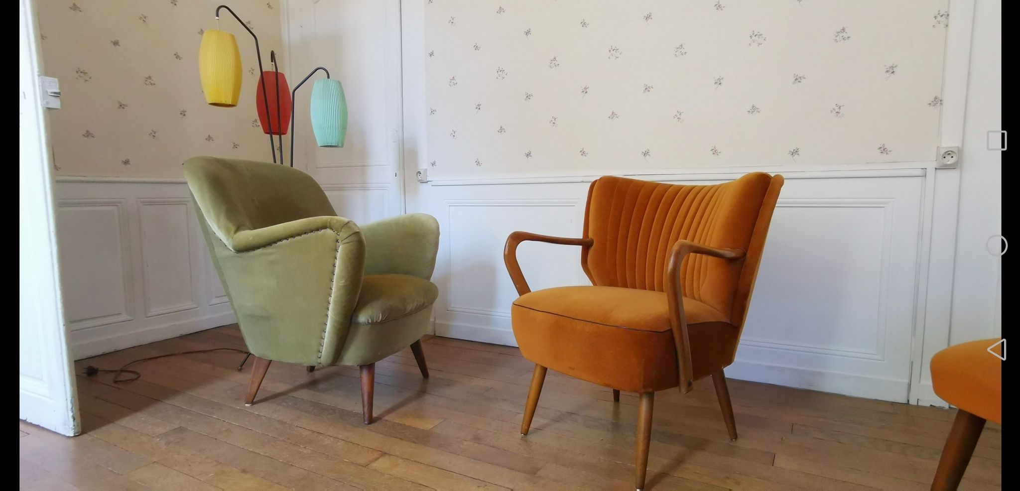 Fauteuil vintage années 50/60 beige rosé