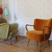 Fauteuil vintage années 50/60 beige rosé