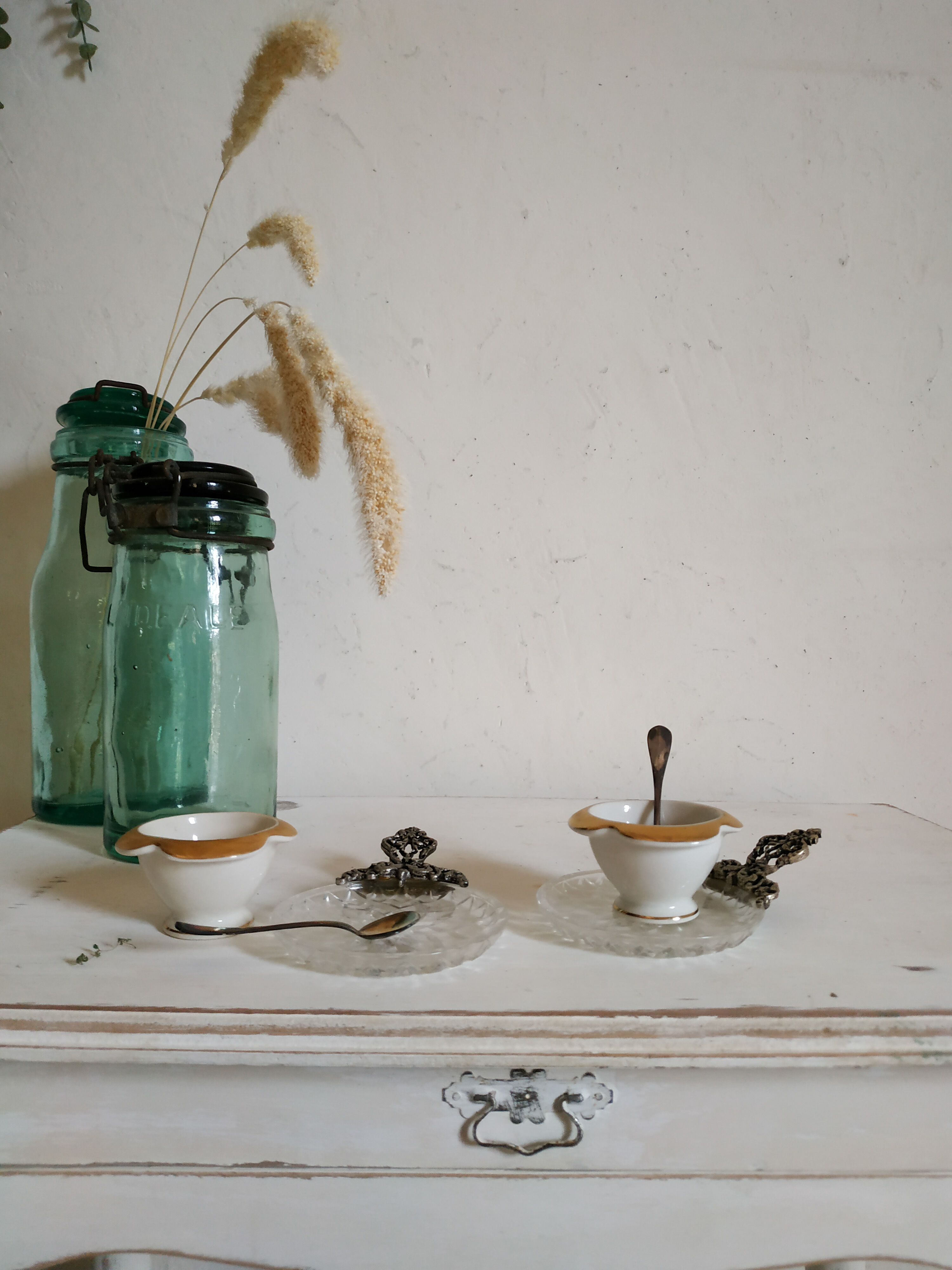 Silver and porcelain cockroaches