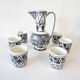 Ceramic tea set Moroccan black white antique