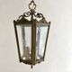 Old suspension lamp in brass and glass 3 burners