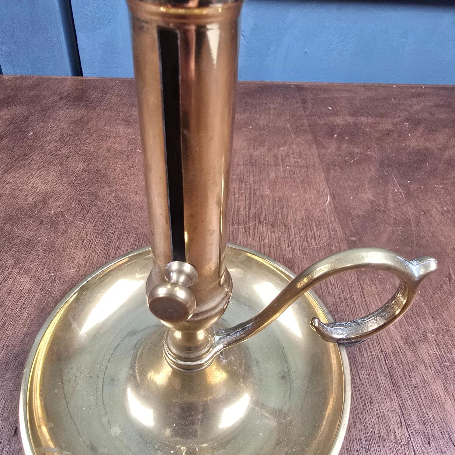 Old brass cellar rat, sliding candlestick 20 cm
