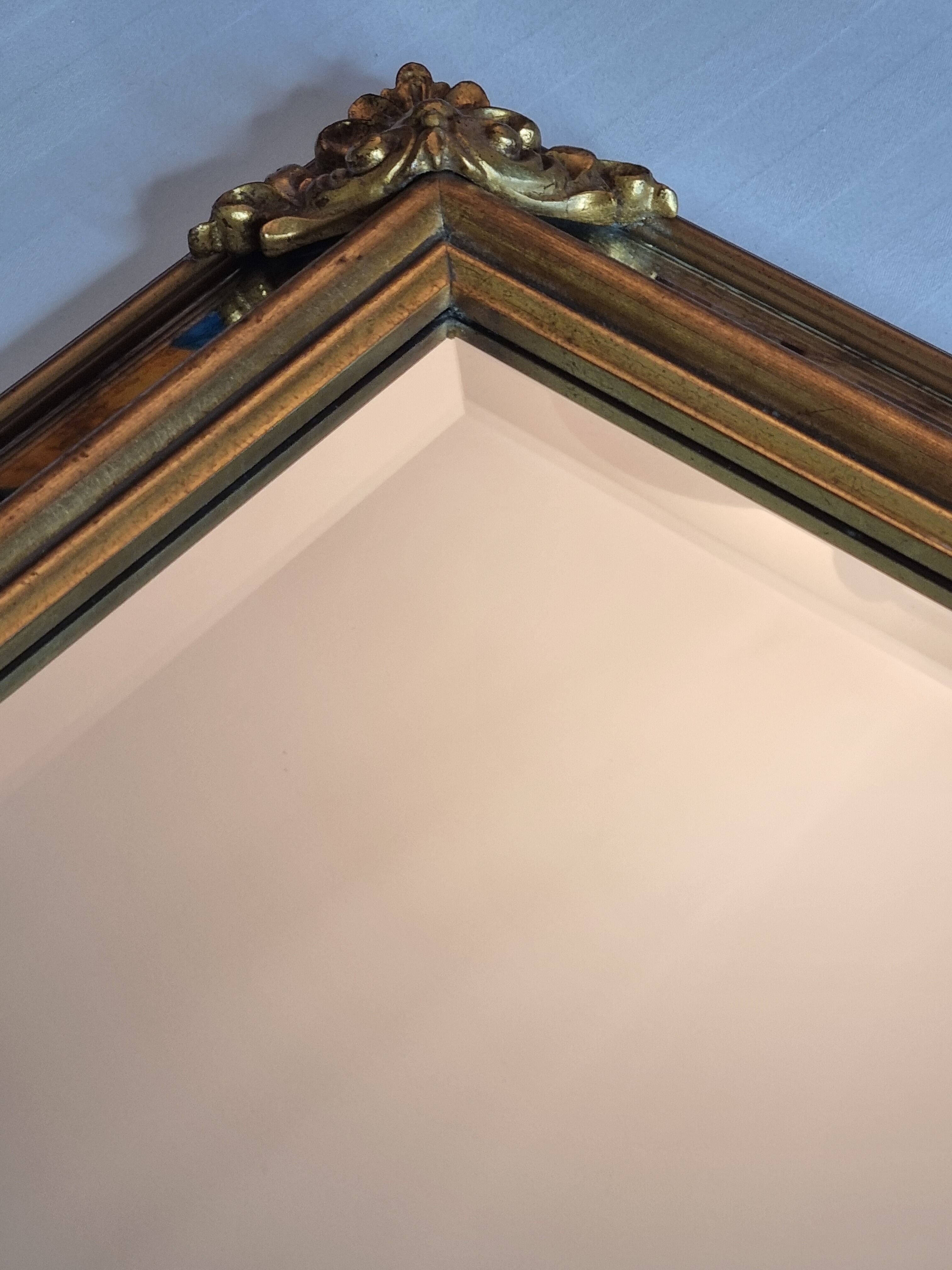 Vintage Venetian style beveled mirror with parecloses, 74 cm