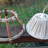 Vintage wood and wool pendant lamp