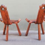 Pair of brutalist tripod stools