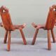 Paire de tabourets tripodes brutalistes