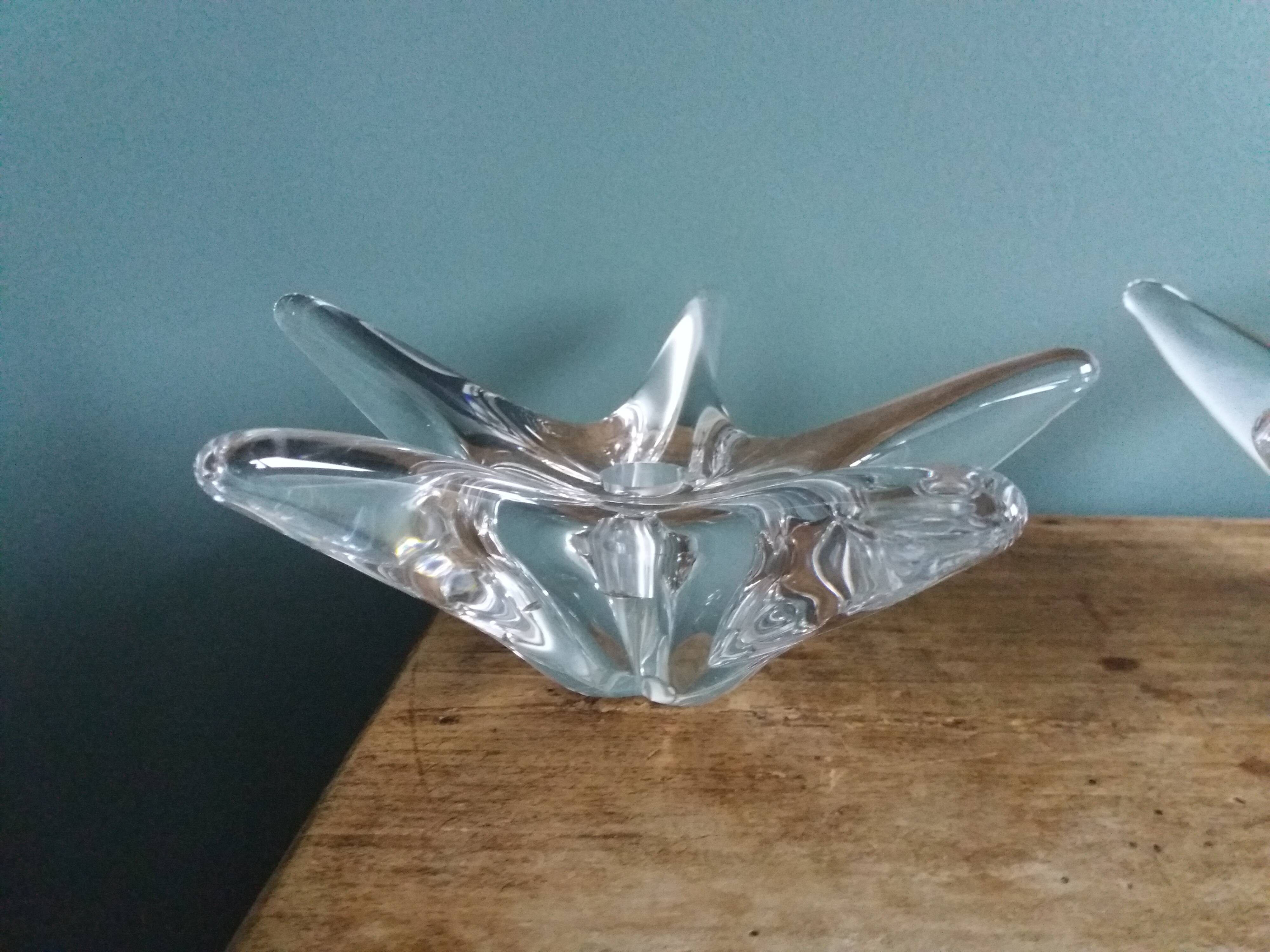 Daum France starfish crystal candlesticks