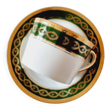 Large Fine Porcelain Cup and Saucer by Artist R. Sechet for Limoges Empire Style Lou