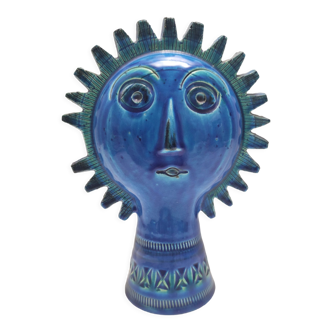 Tête en céramique Postmodern Rimini Blue « Sole » par Aldo Londi, Sardaigne, Italie