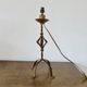 Large "Arts & Crafts" style lamp in beaten iron with a golden patina.