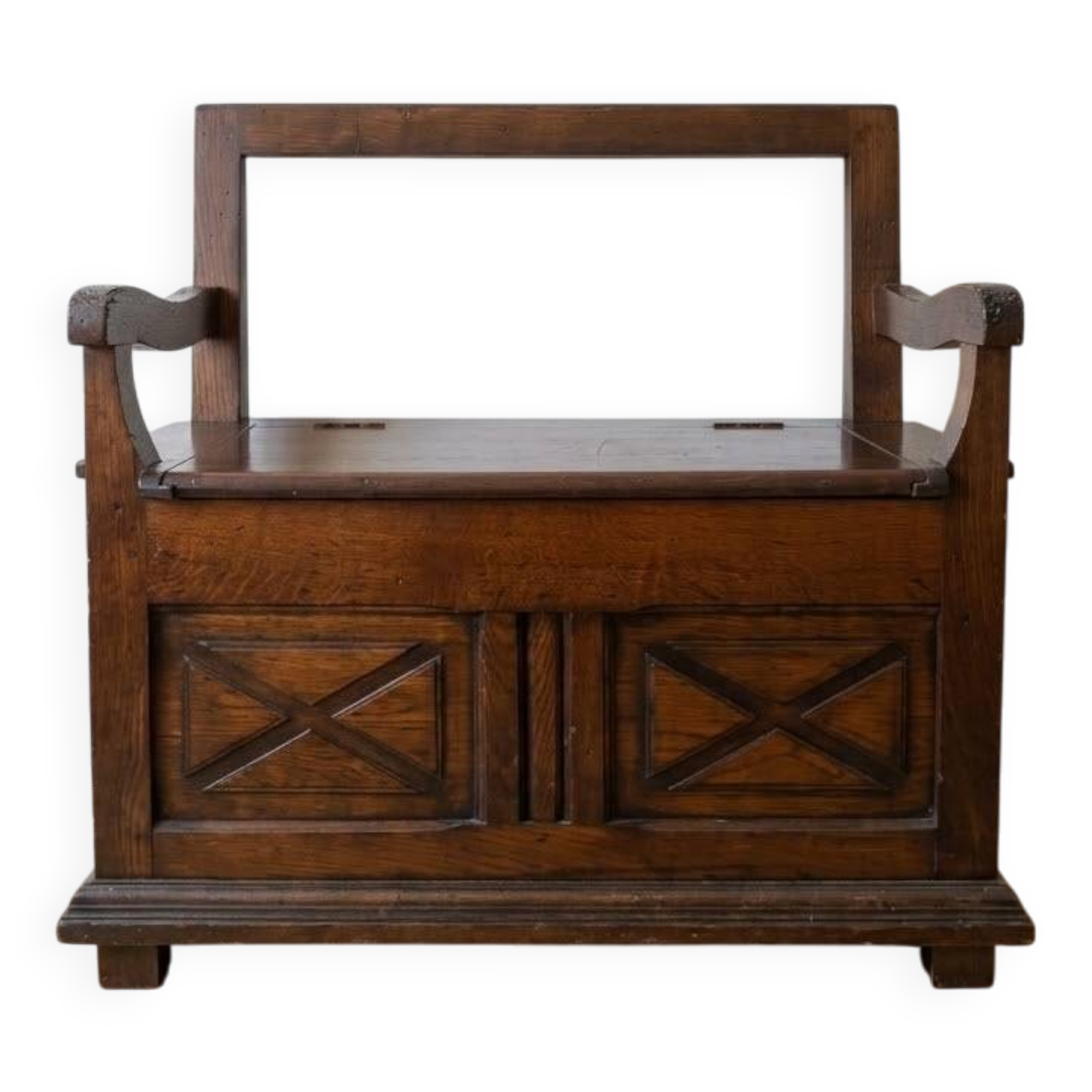 Antique wooden bank chest