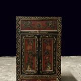 Small vintage Chinese hand painted cabinet / chest of drawers