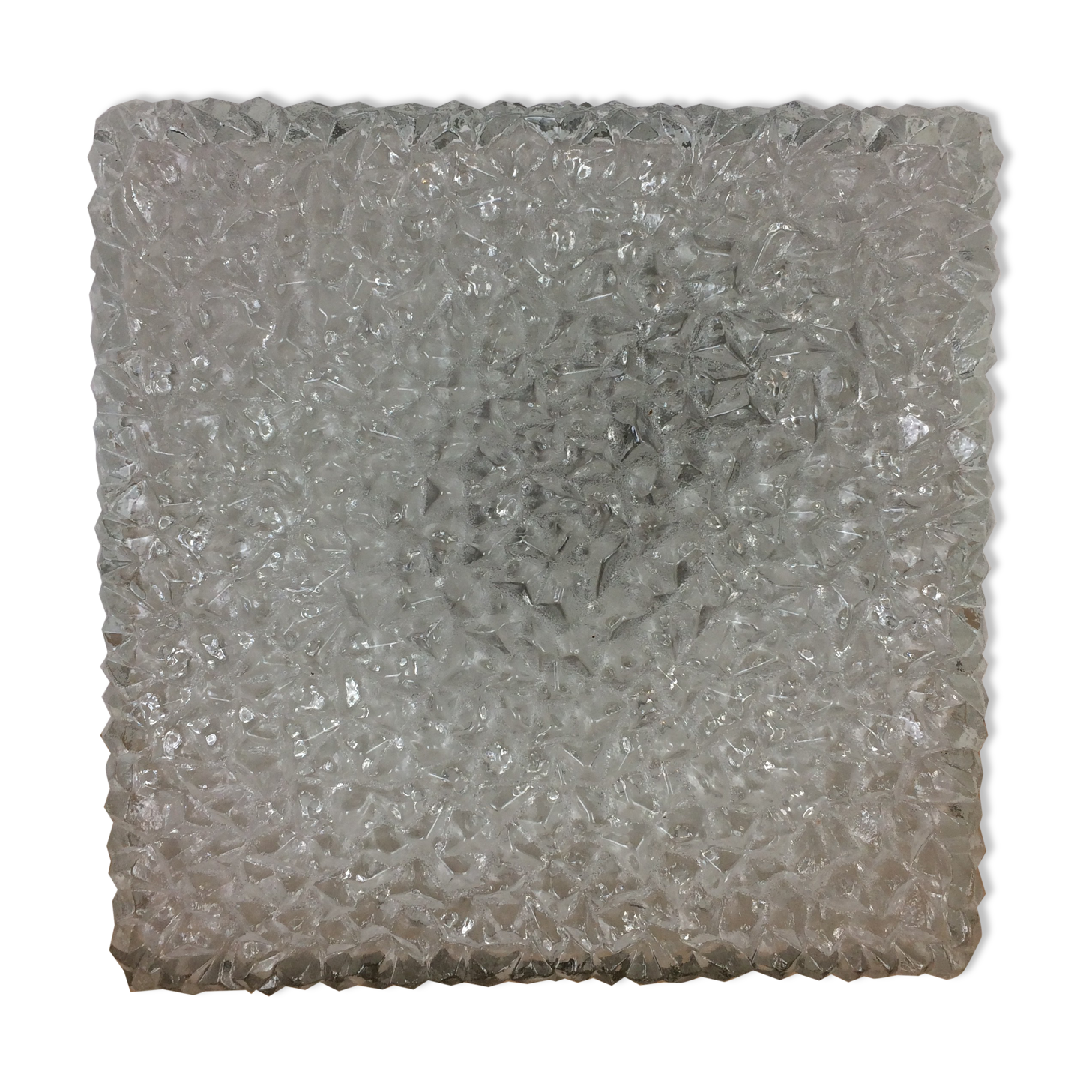 Holophane square wall lamp in chiseled glass, 60s