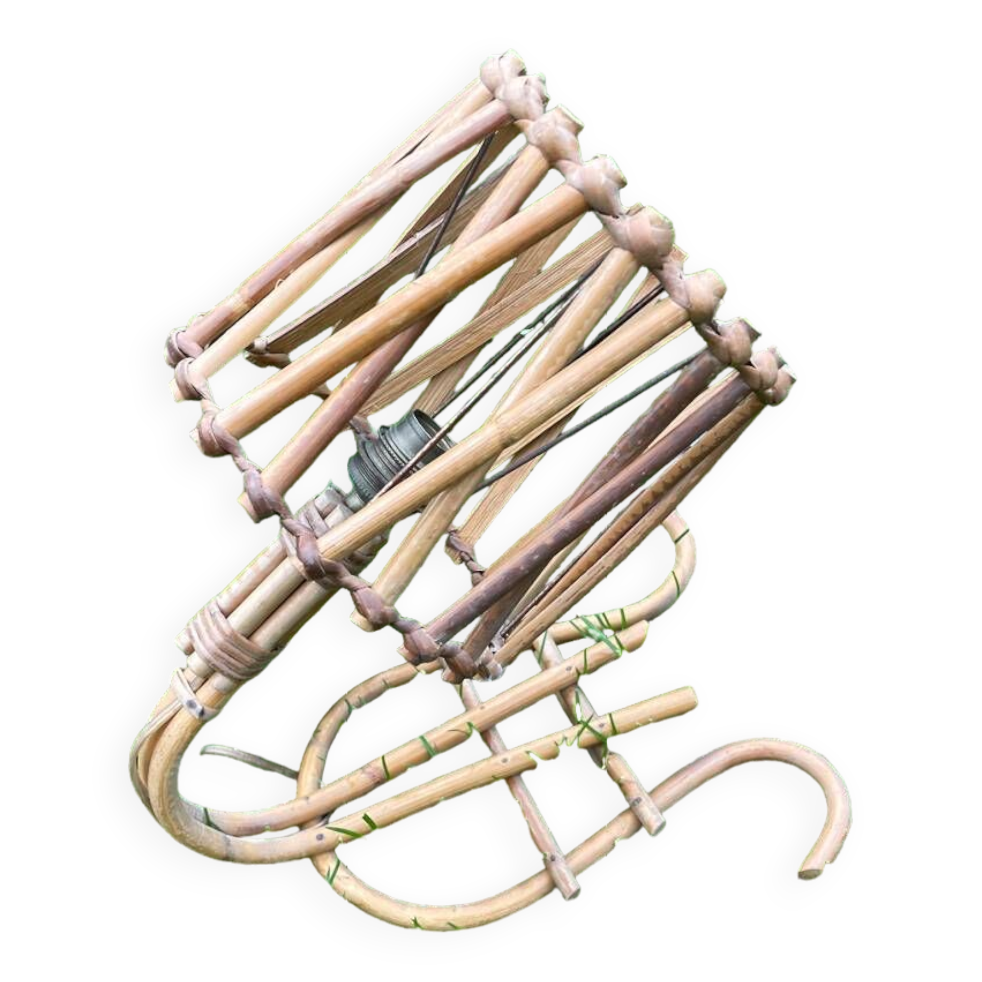 Vintage rattan wall lamp 1960