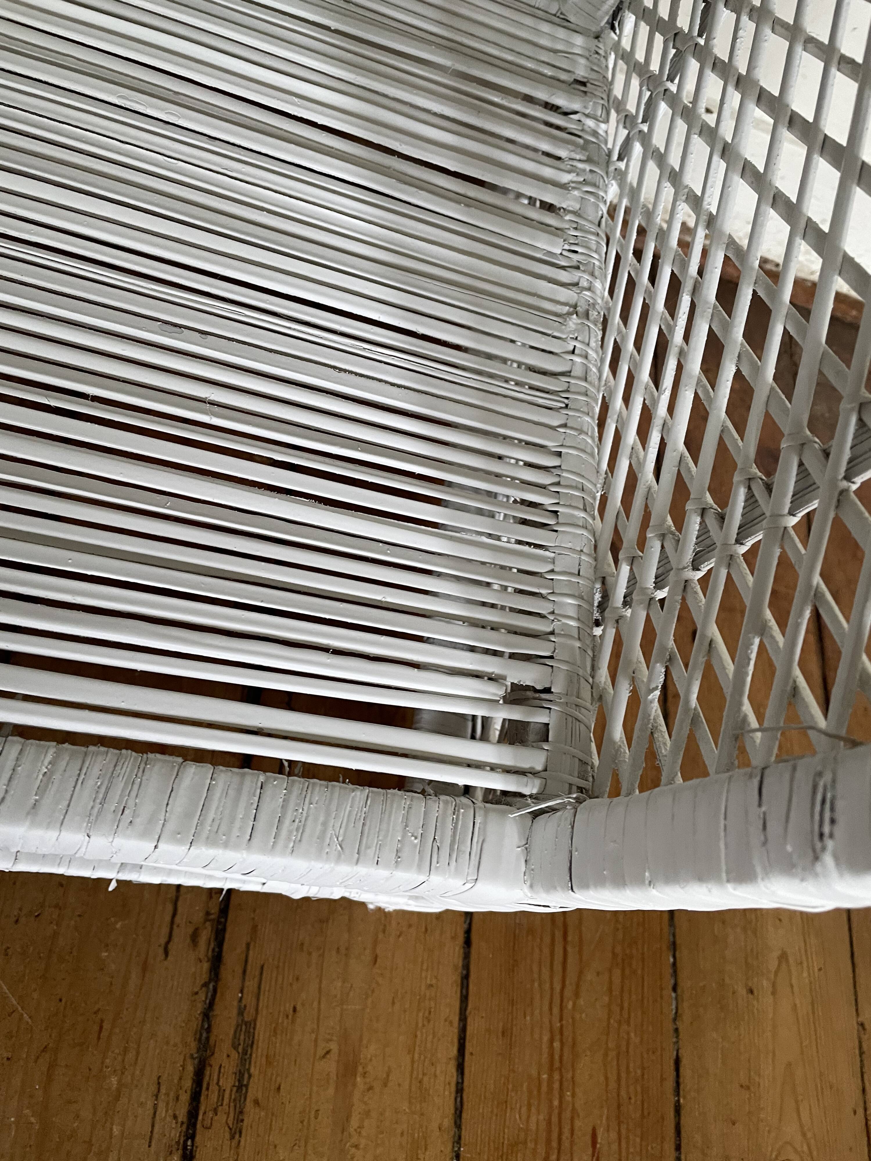Etagère bibliothèque blanche en bambou et rotin