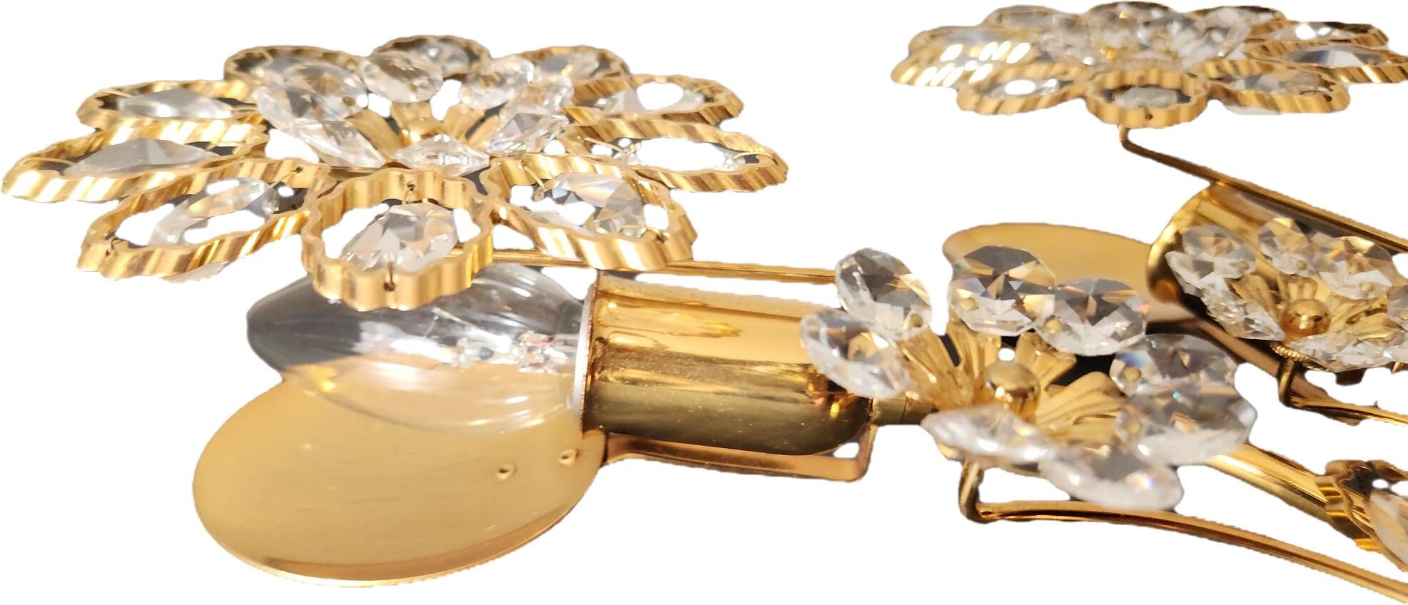 Palwa Hollywood Regency vergoldet Wandlampe Messing Swarovski Kristallen