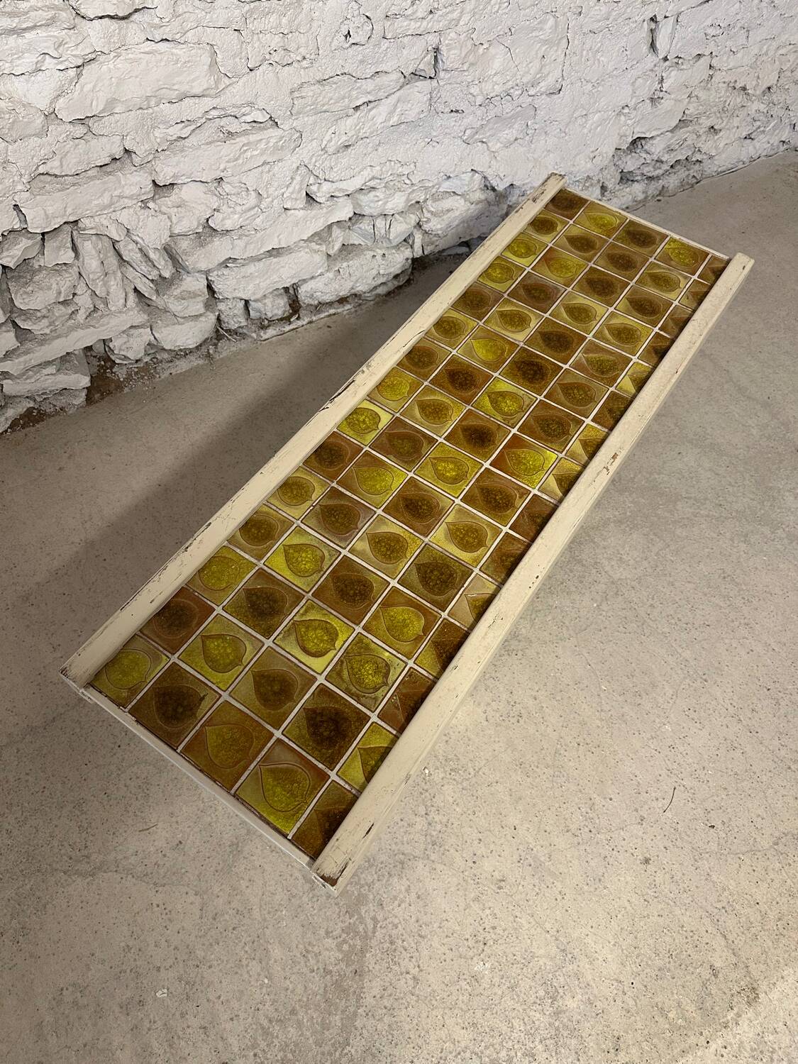 Vintage wood and ceramic coffee table