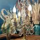 Girandole candelabra lamp in crystal and bronze
