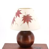 Dark wood ball lamp, lampshade with Erable leaves
