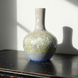 Vintage Jingdezhen Zhi porcelain globular vase with crystalline glazes.