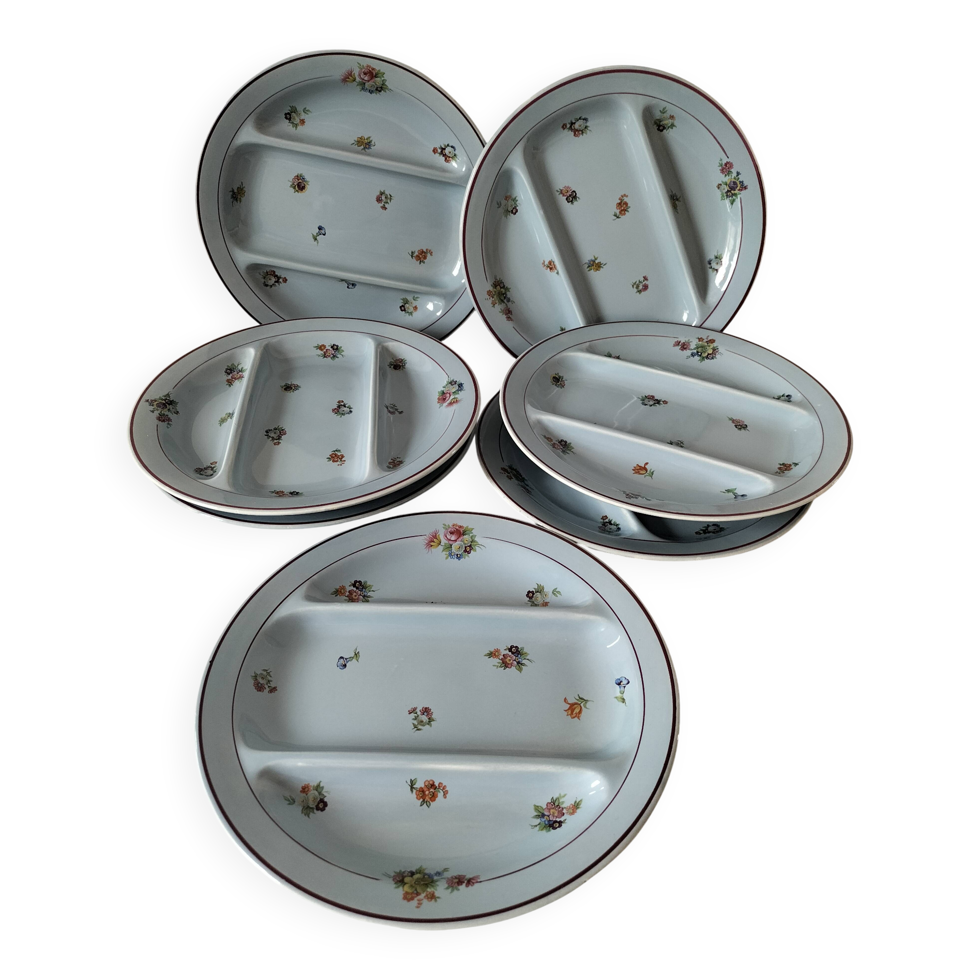 7 compartmentalized plates, Salins, France
