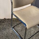 Vintage steel and beige fabric sleigh chair