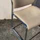 Vintage steel and beige fabric sleigh chair