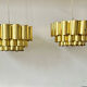 Pair of pendant lamps vintage Thorsten Orrling,solid brass, Suede 1960