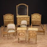 Pair of Louis XVI style beds in lacquered wood from the 20th century