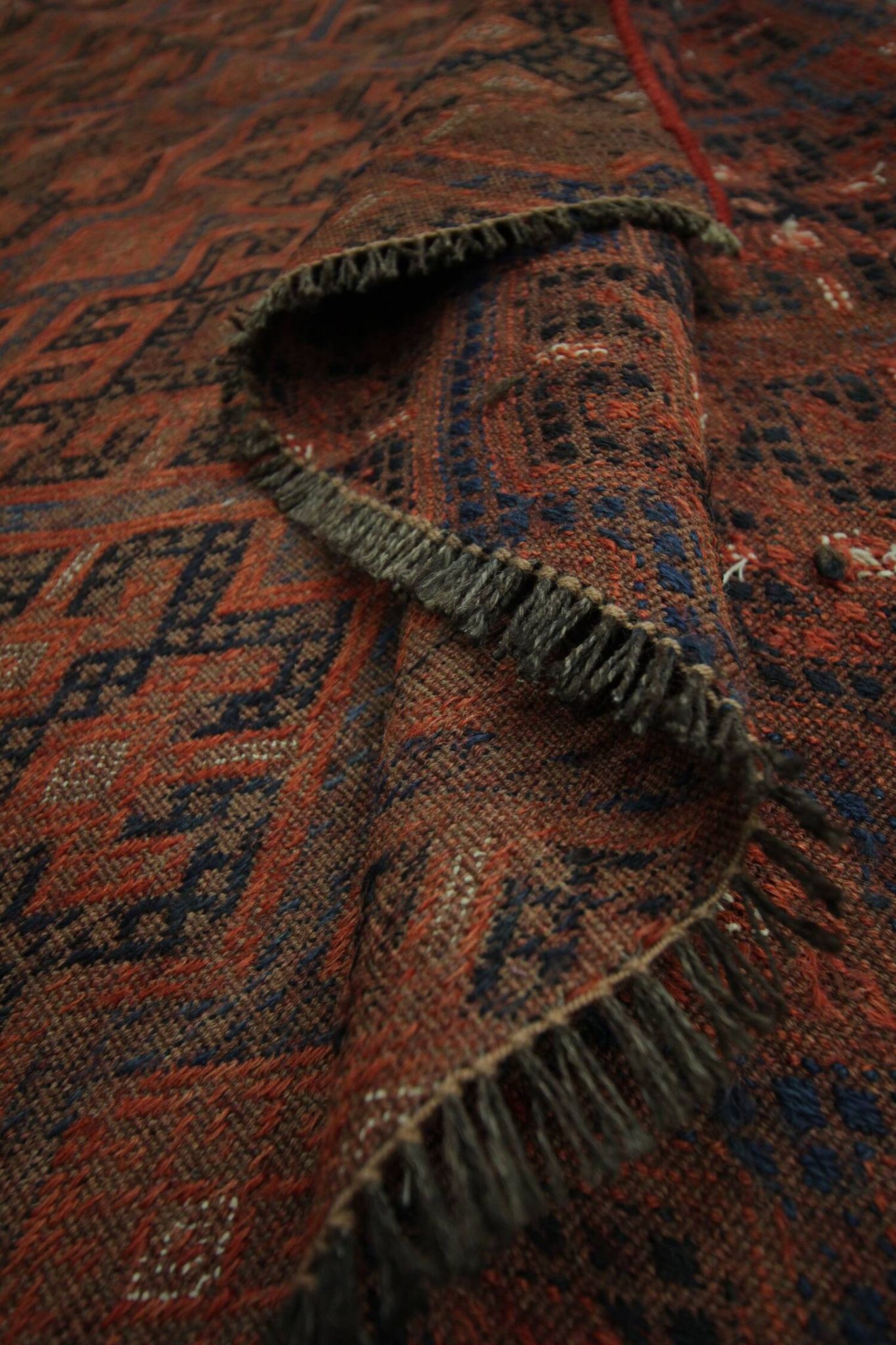 Antique Sumakh Kilim Rug, 1920s Tribal Wool Flatweave Carpet 178 x 118 cm
